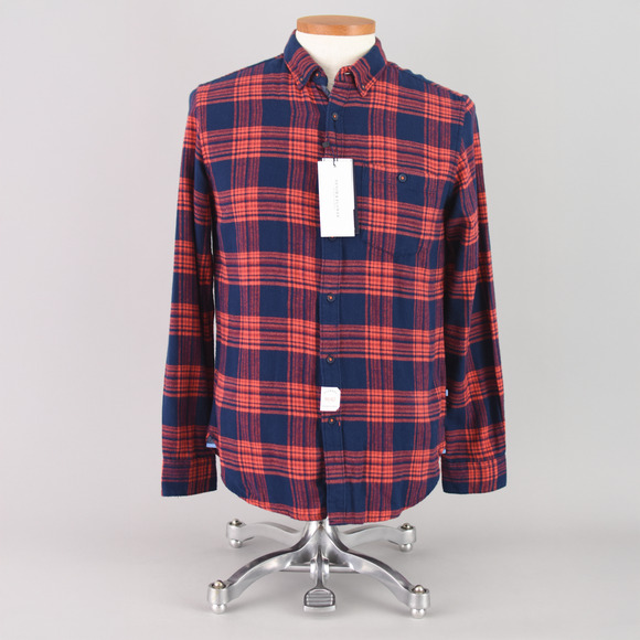 Denim & Flower Red Flannel Button Down Shirt NWT Men's Medium - Picture 1 of 11